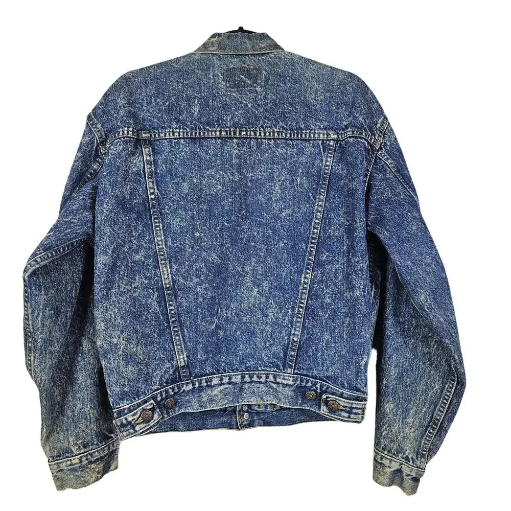 Levis Vintage Jean Jacket USA 1980s Acid Washed Denim Trucker Red Tab Distressed - Picture 2 of 16